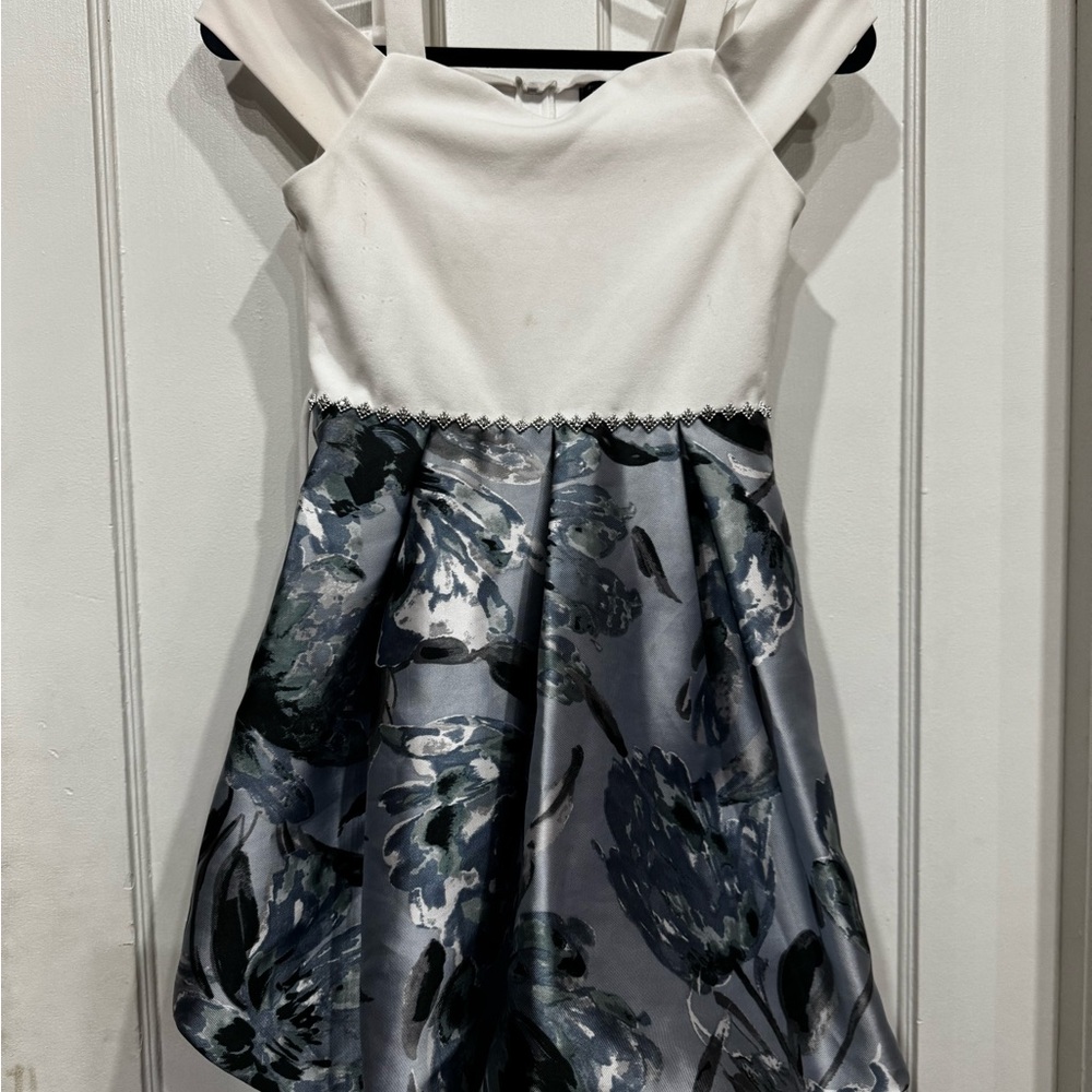 Elegant White and Gray Kids Dress